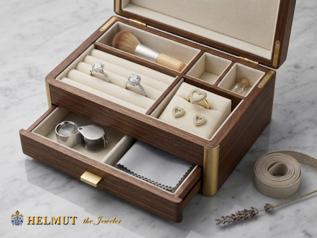 Jewelry box storing rings and accessories safely