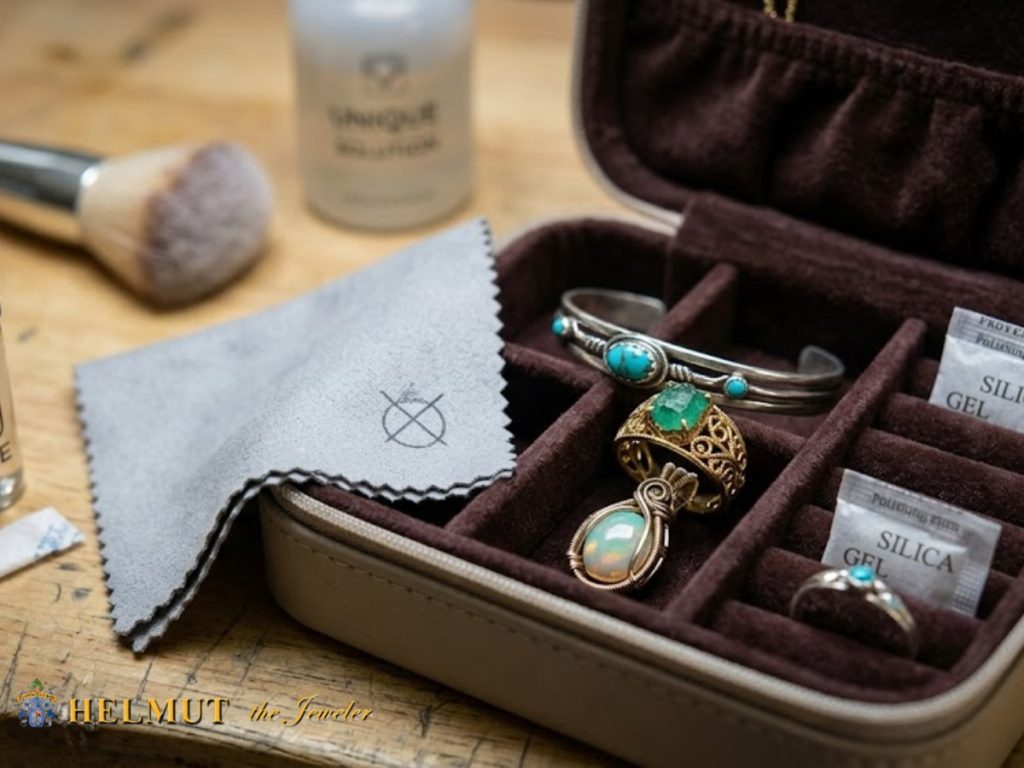Travel jewelry case with gemstone jewelry storage