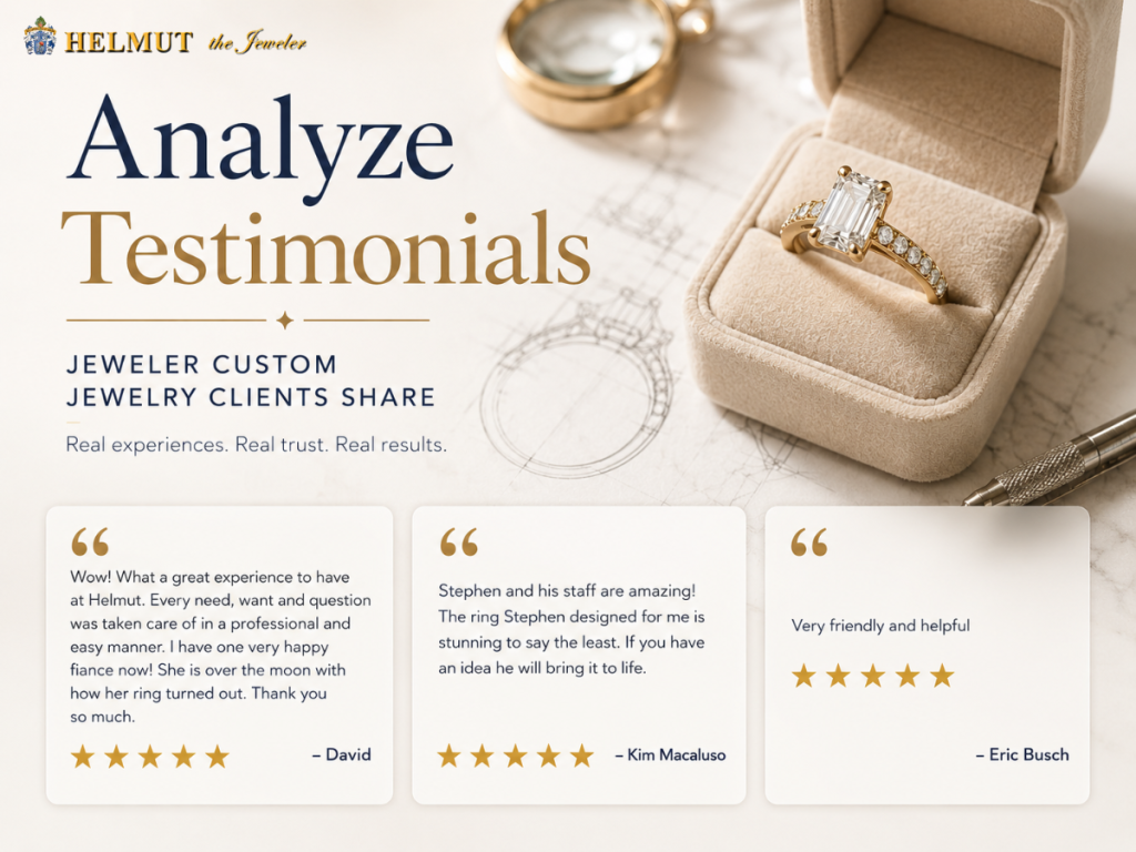 Custom jewelry client testimonials and diamond ring