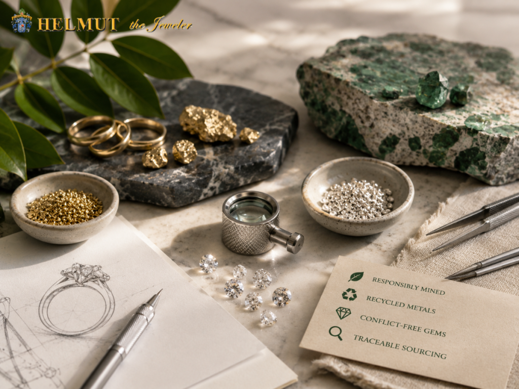 Ethical jewelry materials with recycled metals and gems