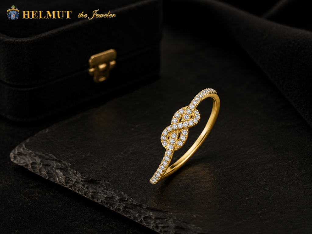 Gold diamond infinity ring with delicate details