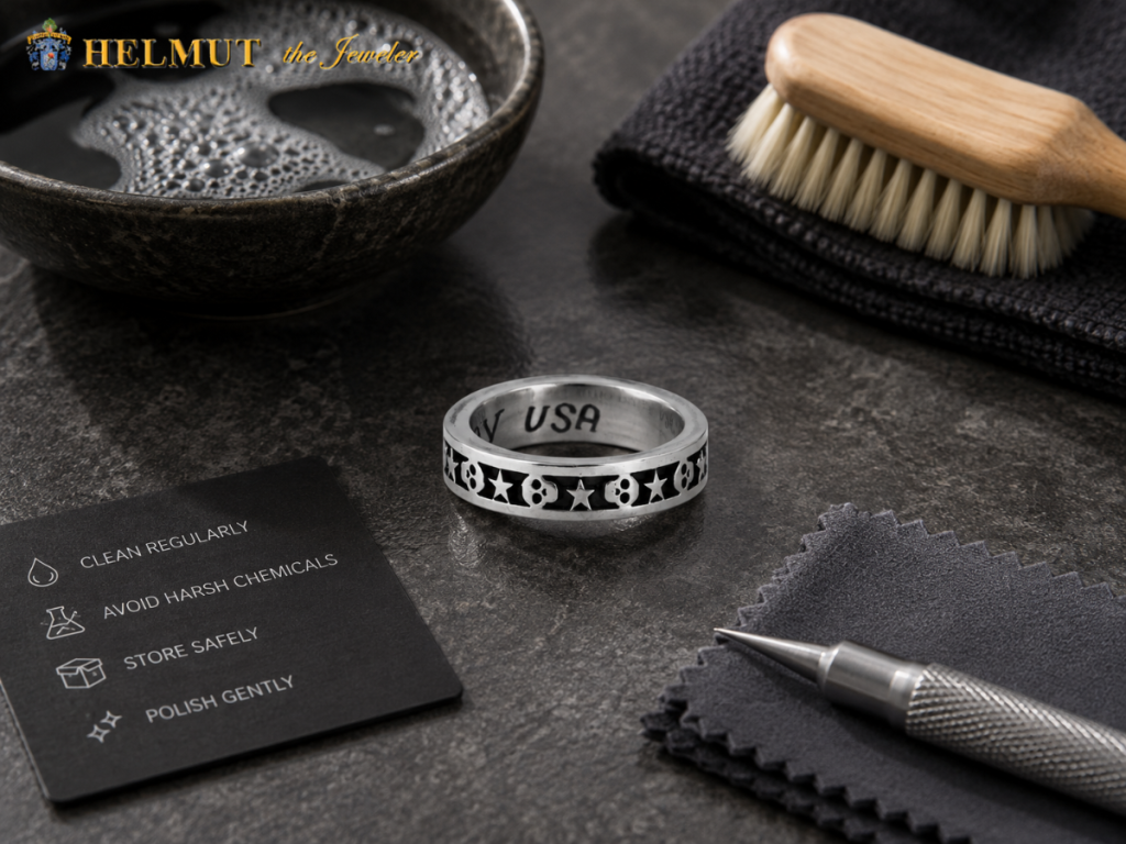 Modern metal ring with titanium and tungsten options
