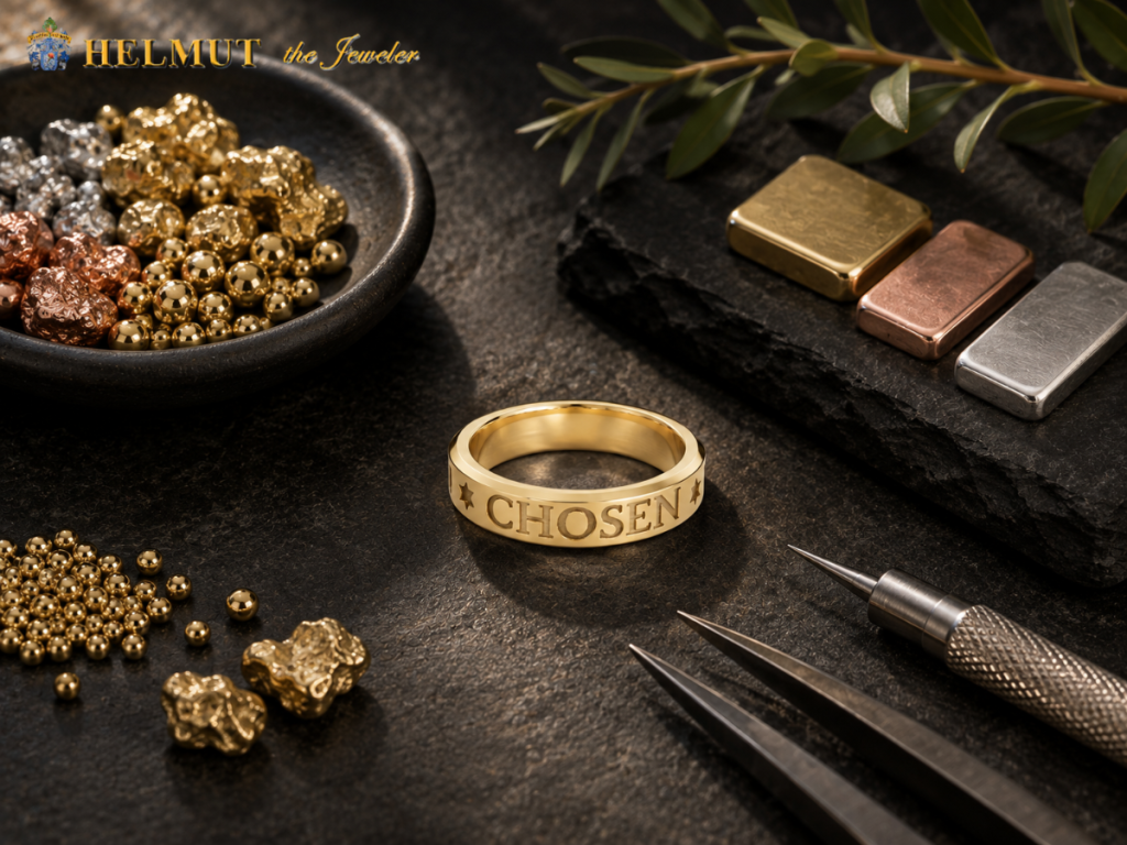 Custom gold ring crafted with alternative metal options