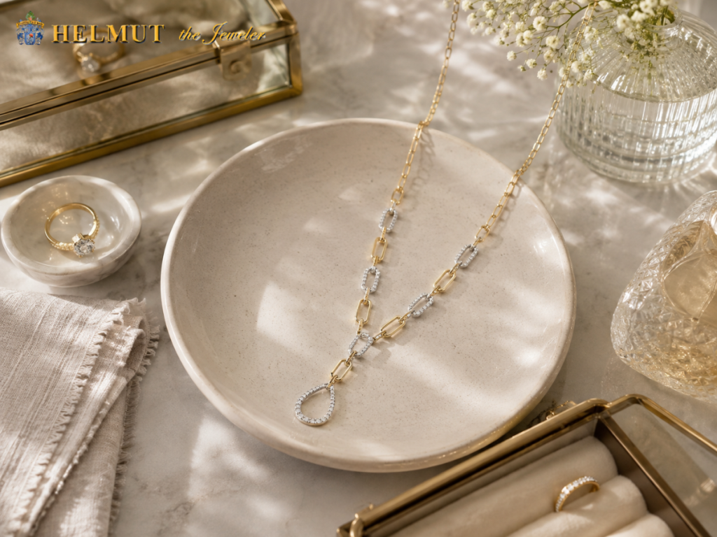 Gold and diamond link necklace jewelry design