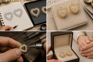 Custom heart diamond earrings from sketch to finish