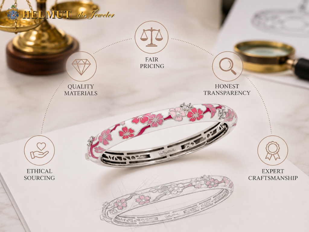 Floral enamel bracelet with custom jewelry design