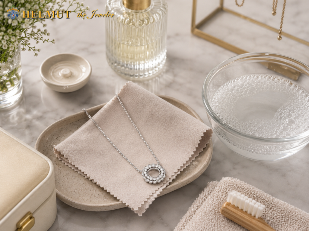 Cleaning a diamond pendant necklace at home