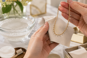 Cleaning a gold necklace with diamond accents
