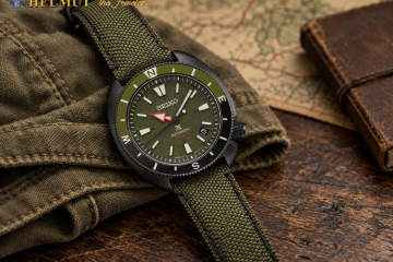 Olive green Seiko field watch with military-style strap