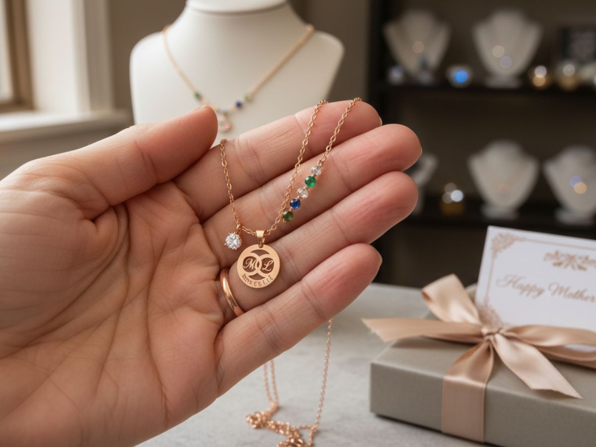 Personalized gold initial pendant necklace