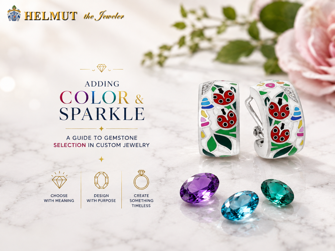 Colorful gemstone jewelry with loose cut stones