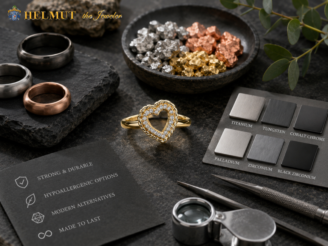 Alternative metal jewelry with durable ring materials