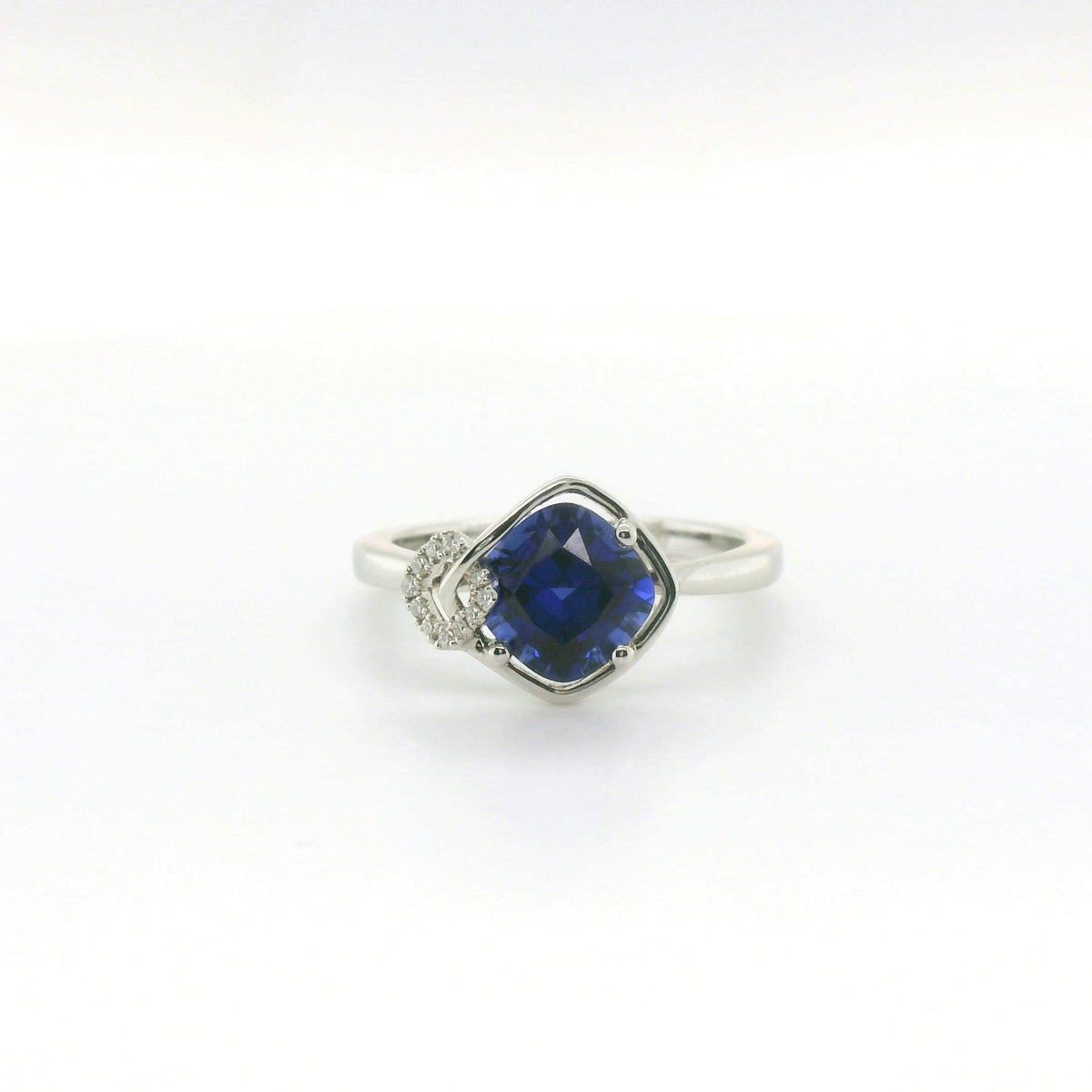 Chatham 2.75ct Cushion Lab Sapphire & Diamond Ring