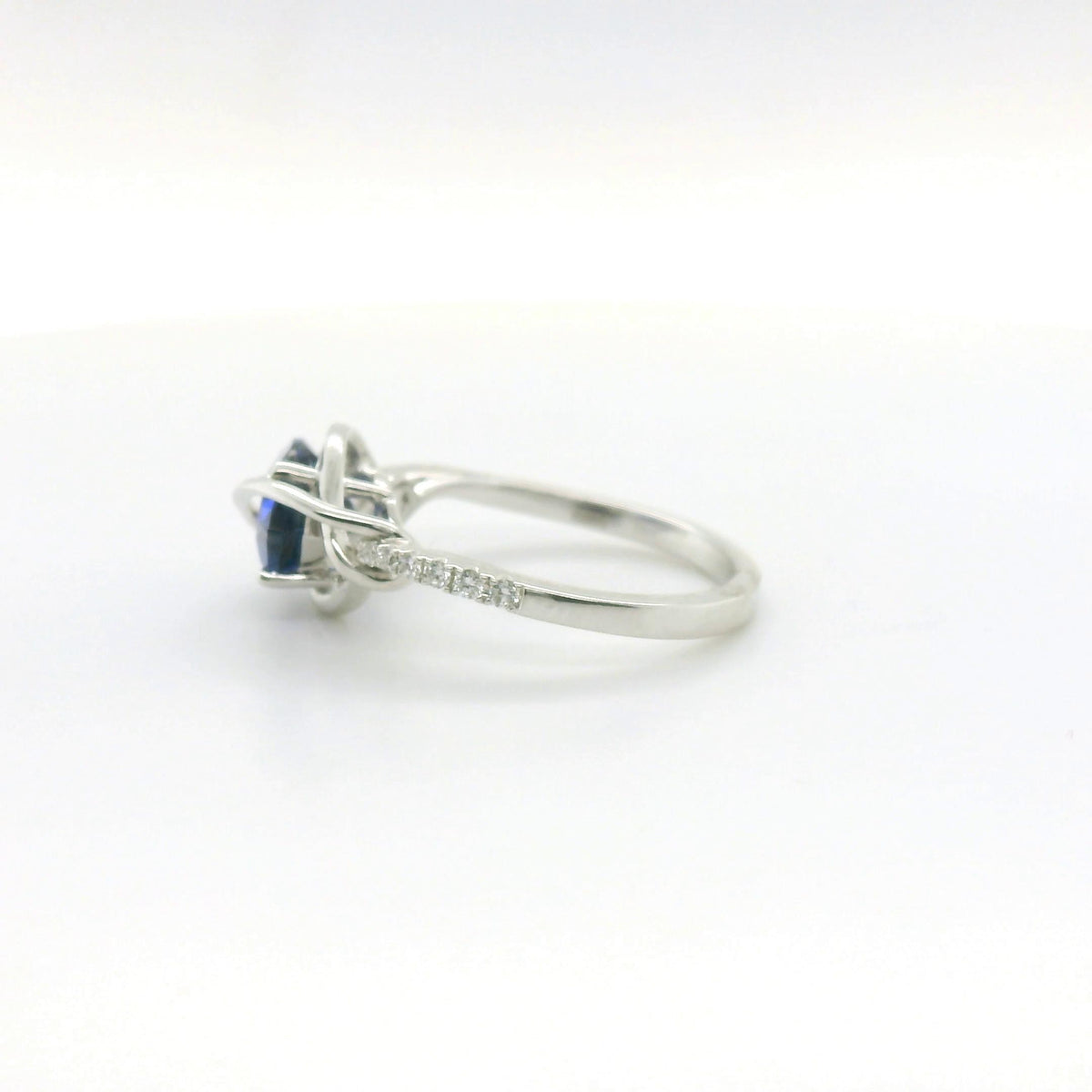 Chatham 2.26ct Flame Lab Sapphire & Diamond Ring