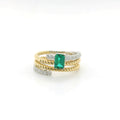 Chatham Two-Tone .52ct Lab Emerald & Diamond Ring