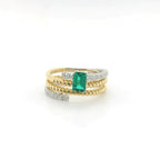 Chatham Two-Tone .52ct Lab Emerald & Diamond Ring