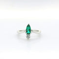 Chatham 0.51ct Pear Lab Emerald & Diamond Ring