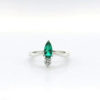 Chatham 0.51ct Pear Lab Emerald & Diamond Ring