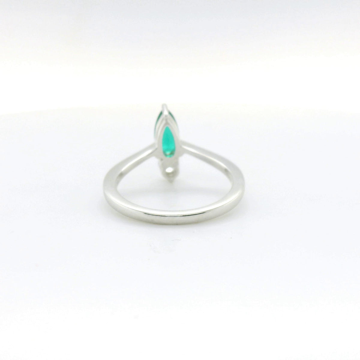 Chatham 0.51ct Pear Lab Emerald & Diamond Ring