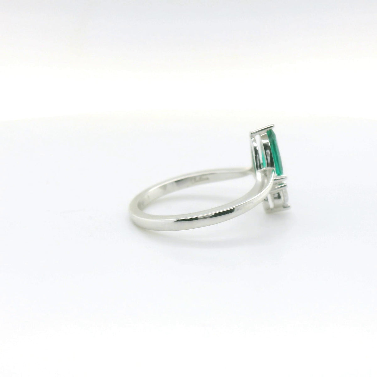 Chatham 0.51ct Pear Lab Emerald & Diamond Ring