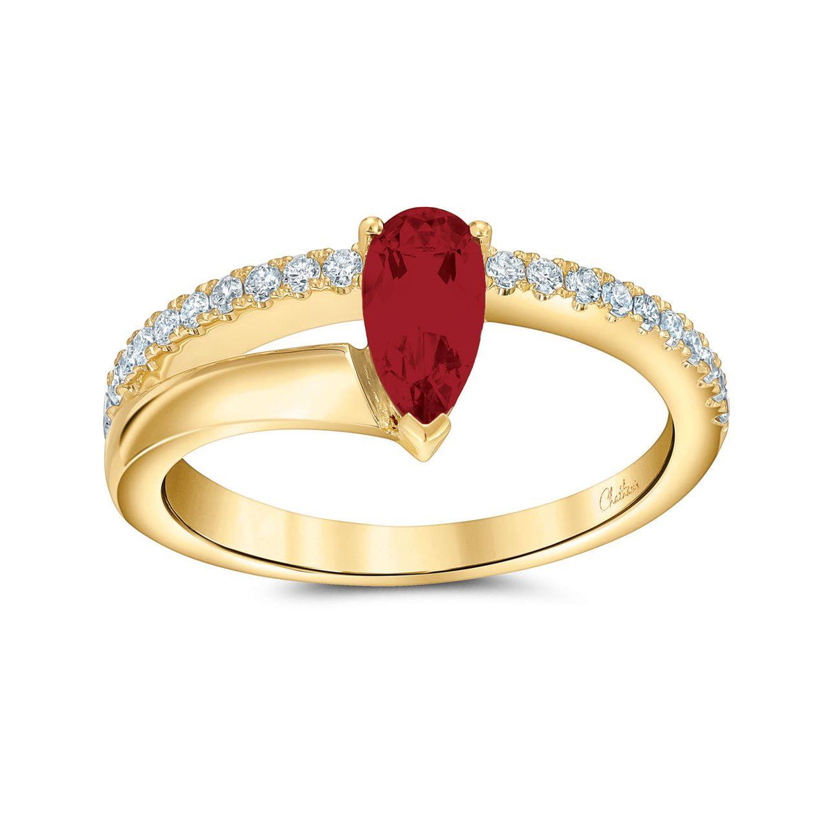 Chatham .77ct Lab Ruby & Diamond Ring