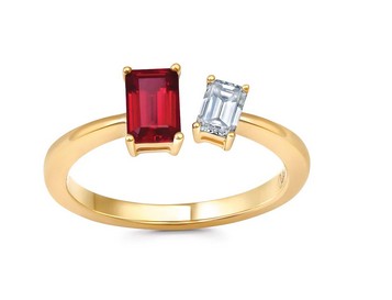 Chatham .76ct Lab Ruby & Diamond Ring