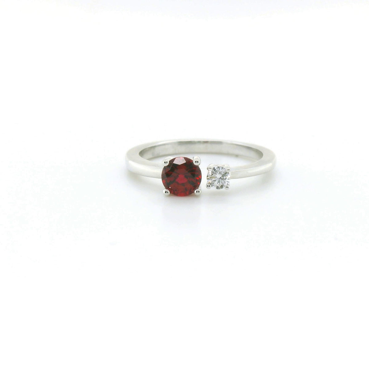 Chatham .68ct Round Lab Ruby & Diamond Ring