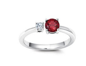 Chatham .68ct Round Lab Ruby & Diamond Ring