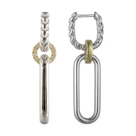 Perfect Love 0.25ct Diamond Two-Tone Diamond Dangle Earrings