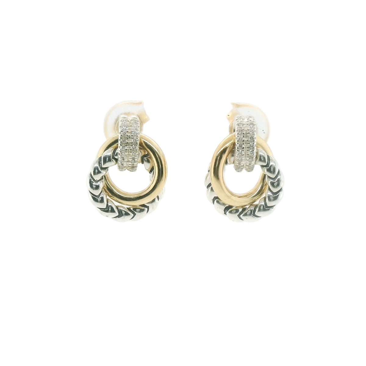 Perfect Love .12ct Diamond Two-Tone Dangle Earrings