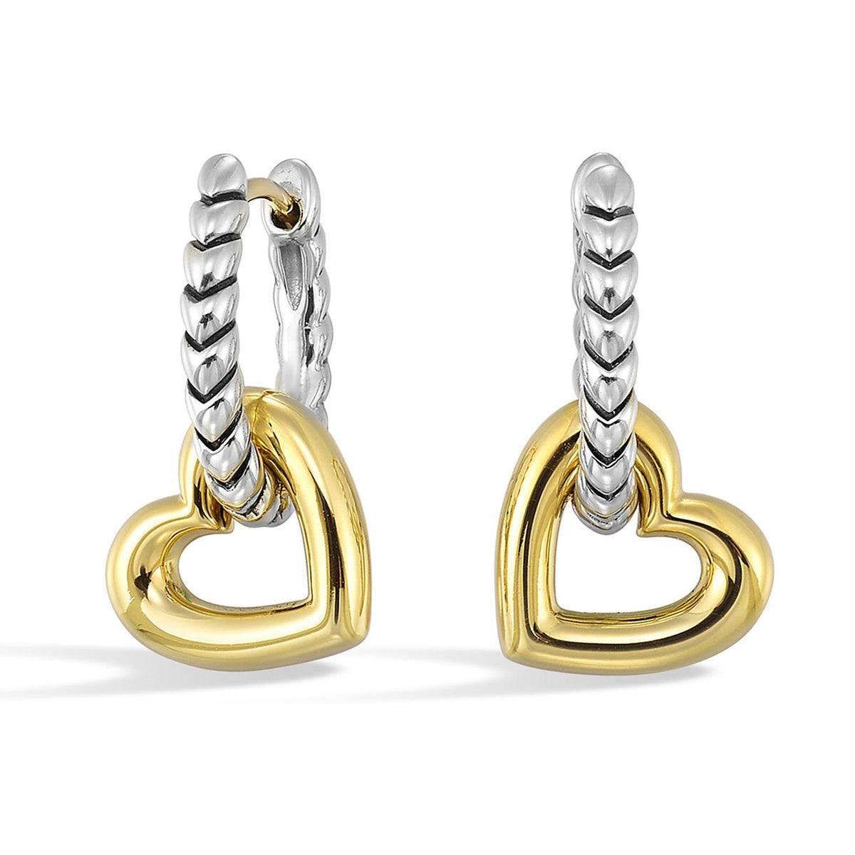 Perfect Love Two-Tone Silver Open Heart Huggie