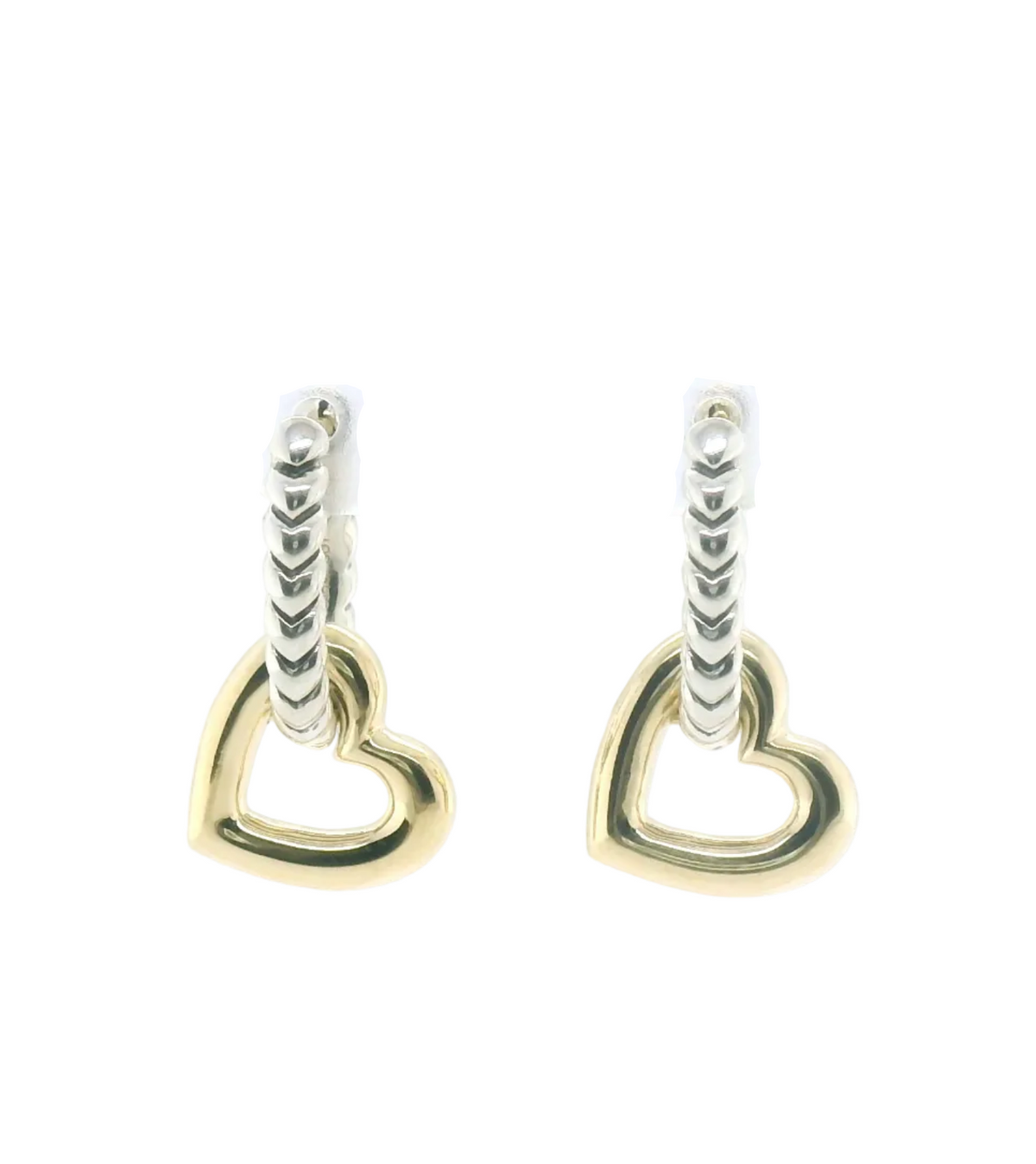 Perfect Love Two-Tone Silver Open Heart Huggie