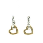 Perfect Love Two-Tone Silver Open Heart Huggie