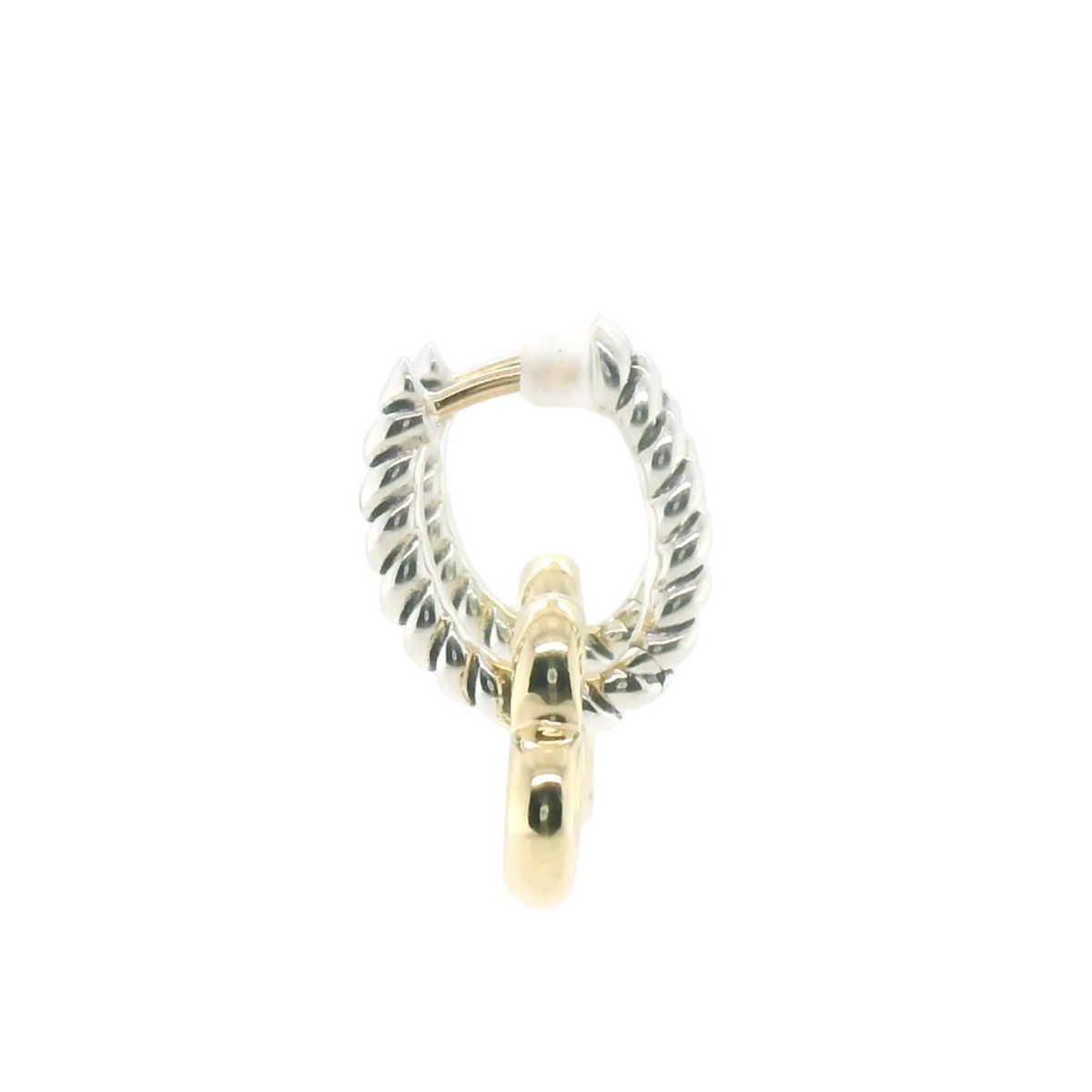 Perfect Love Two-Tone Silver Open Heart Huggie