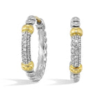 Perfect Love Two-Tone Silver Diamond Hinge Hoop Earrings