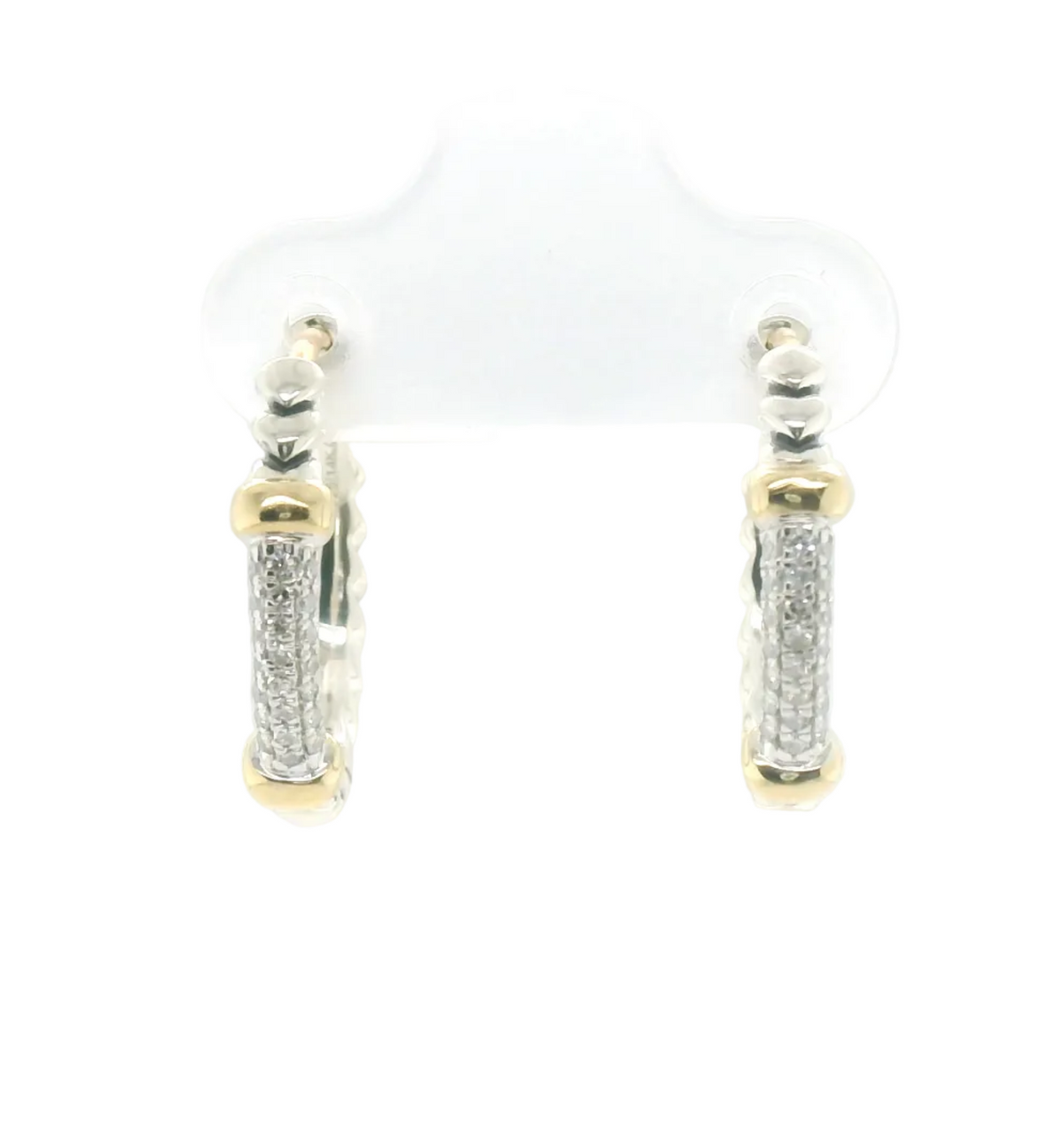 Perfect Love Two-Tone Silver Diamond Hinge Hoop Earrings