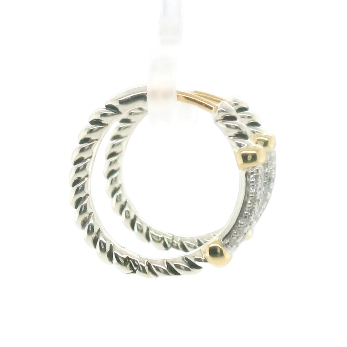 Perfect Love Two-Tone Silver Diamond Hinge Hoop Earrings