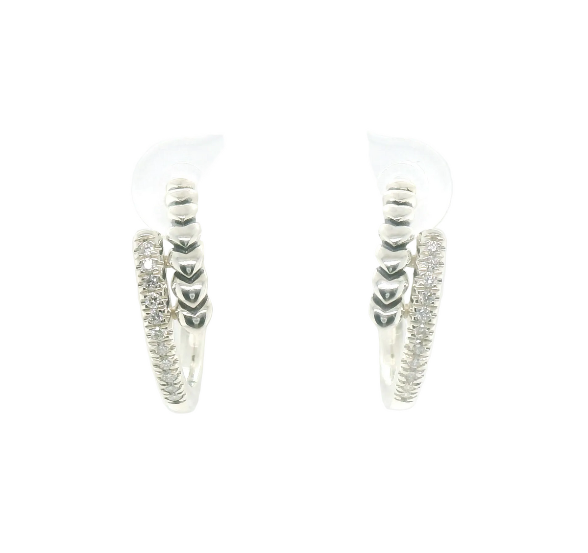Perfect Love 0.14ct Diamond Silver Heart Hinge Hoops