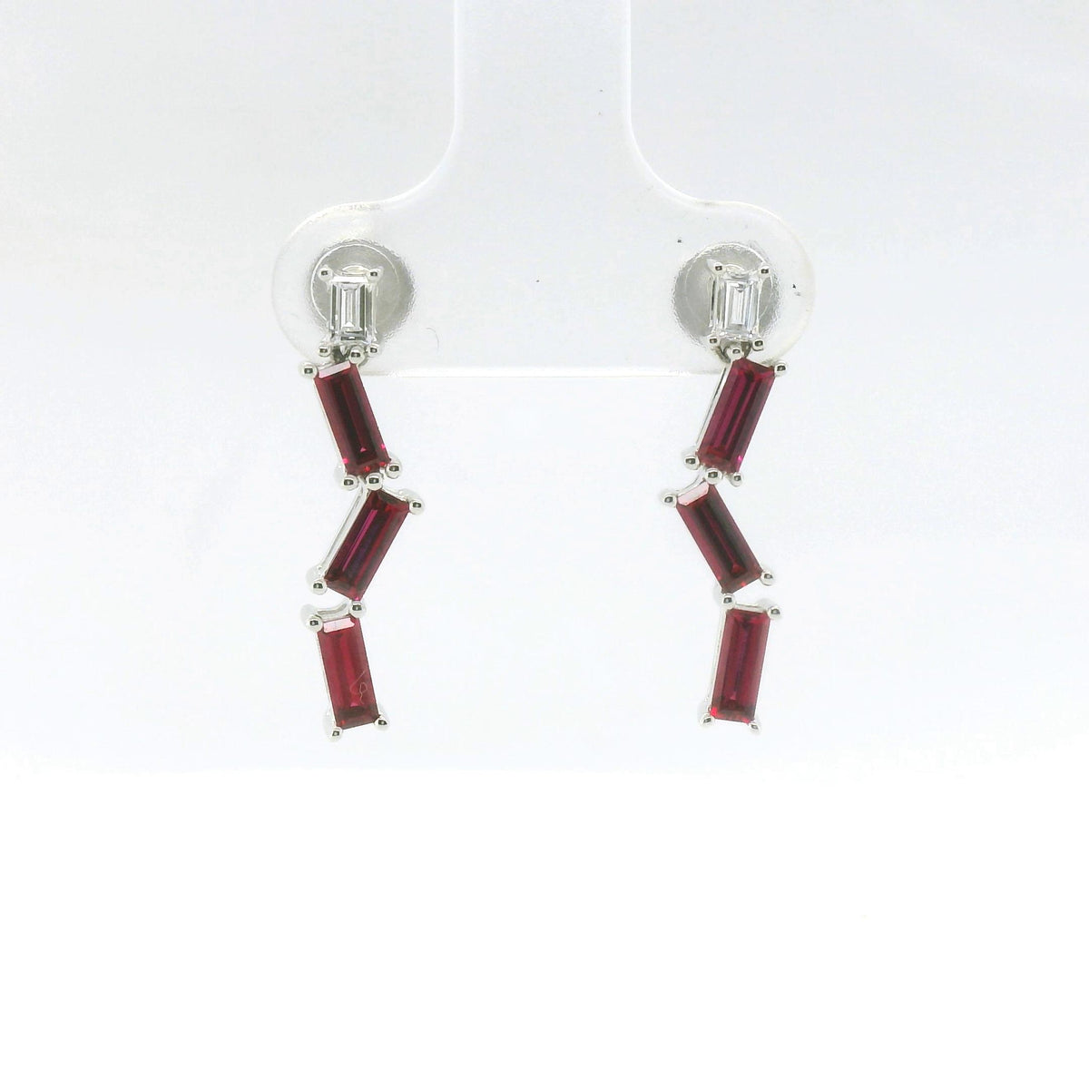 Chatham 1.02ct Lab Ruby & Diamond Baguette Earrings