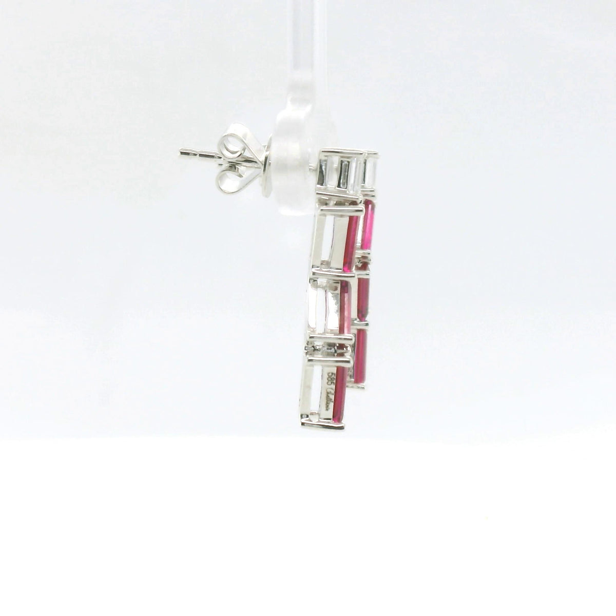 Chatham 1.02ct Lab Ruby & Diamond Baguette Earrings