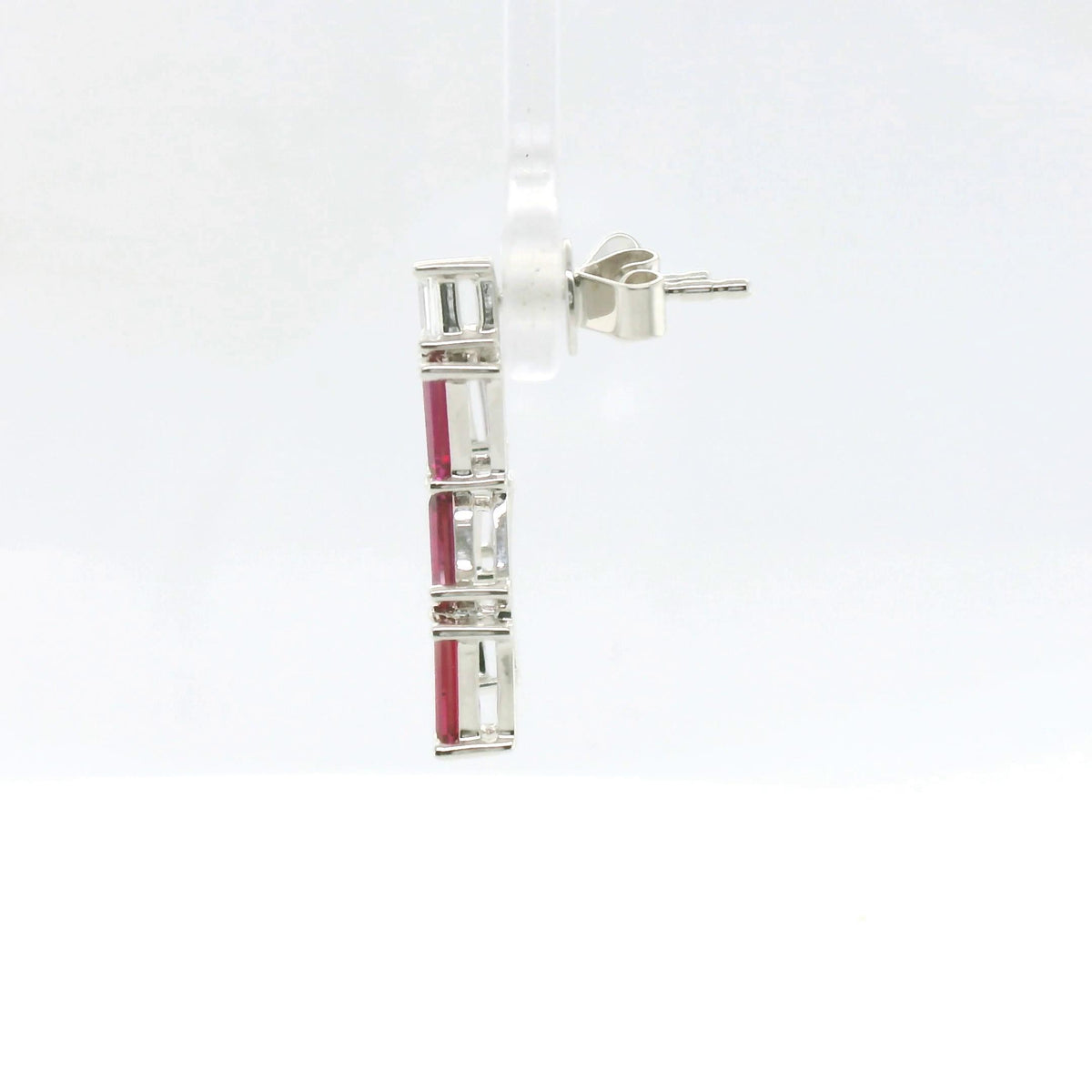 Chatham 1.02ct Lab Ruby & Diamond Baguette Earrings