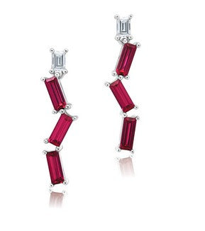 Chatham 1.02ct Lab Ruby & Diamond Baguette Earrings