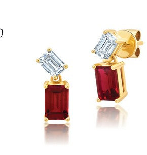 Chatham 1.52ct Lab Ruby & Diamond Stud Earrings