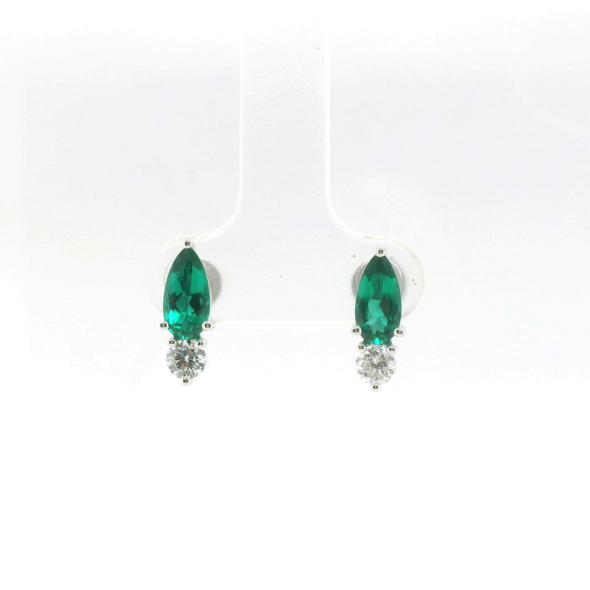 Chatham 1.02ct Lab Emerald & Diamond Studs