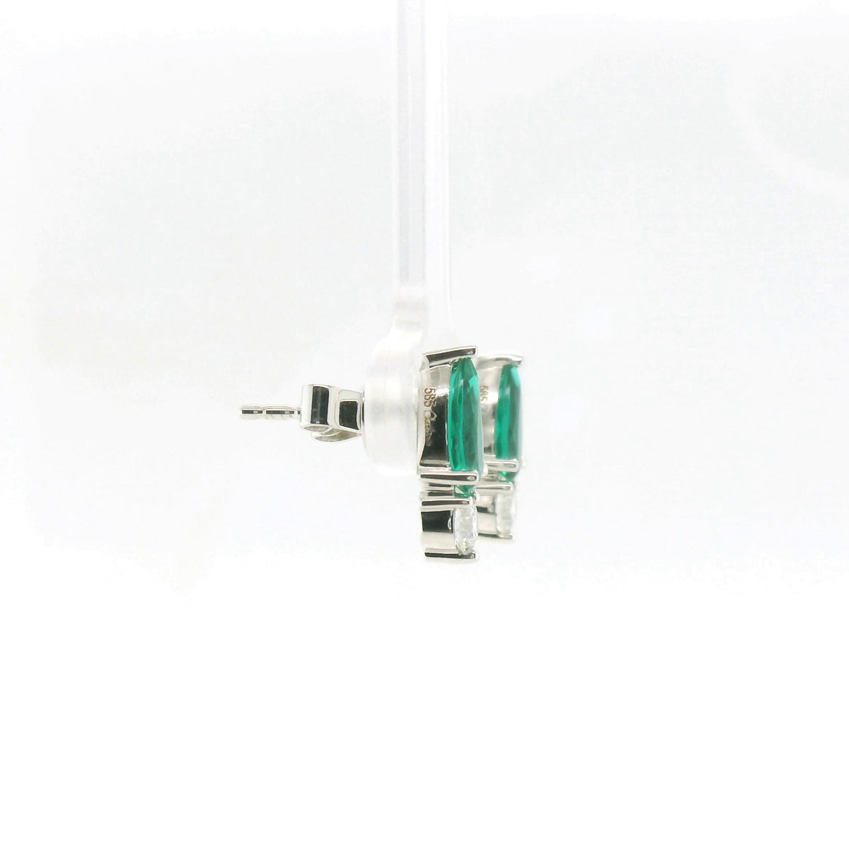 Chatham 1.02ct Lab Emerald & Diamond Studs