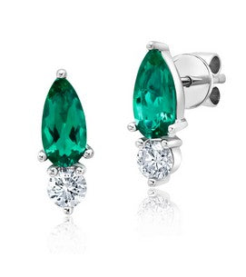 Chatham 1.02ct Lab Emerald & Diamond Studs