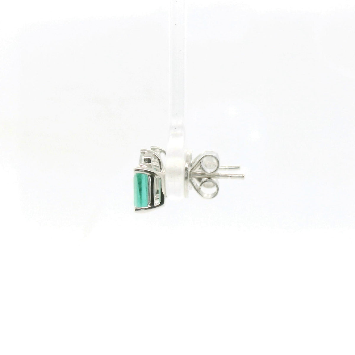 Chatham 14k White Gold Lab Emerald Studs