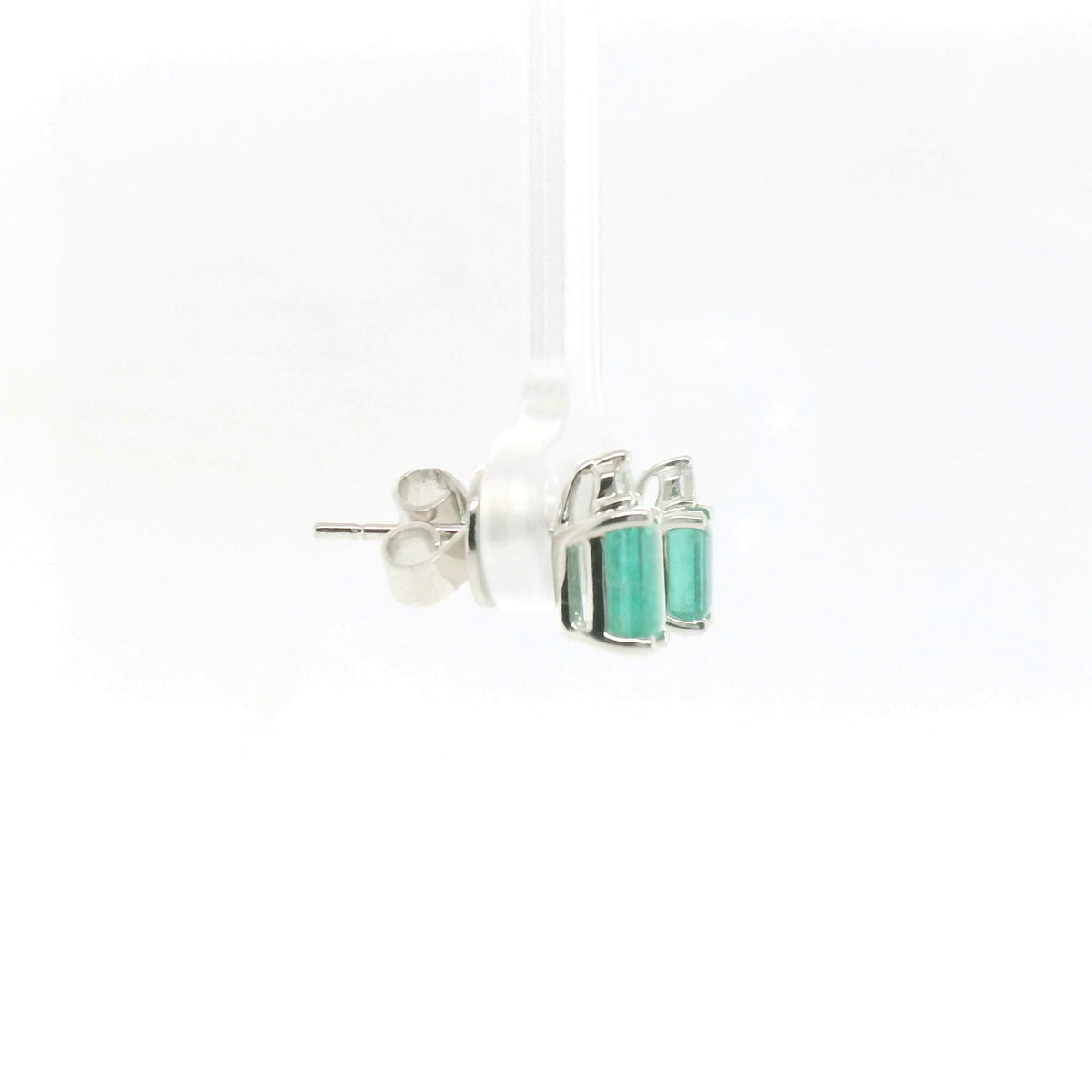 Chatham 14k White Gold Lab Emerald Studs