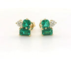 Chatham 0.89ct Lab Emerald & Diamond Studs