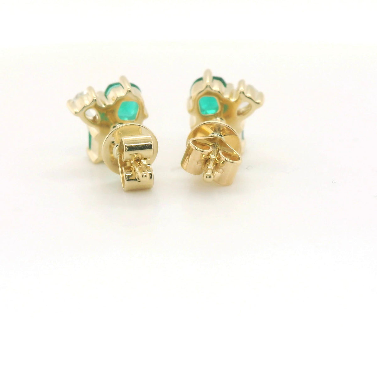 Chatham 0.89ct Lab Emerald & Diamond Studs